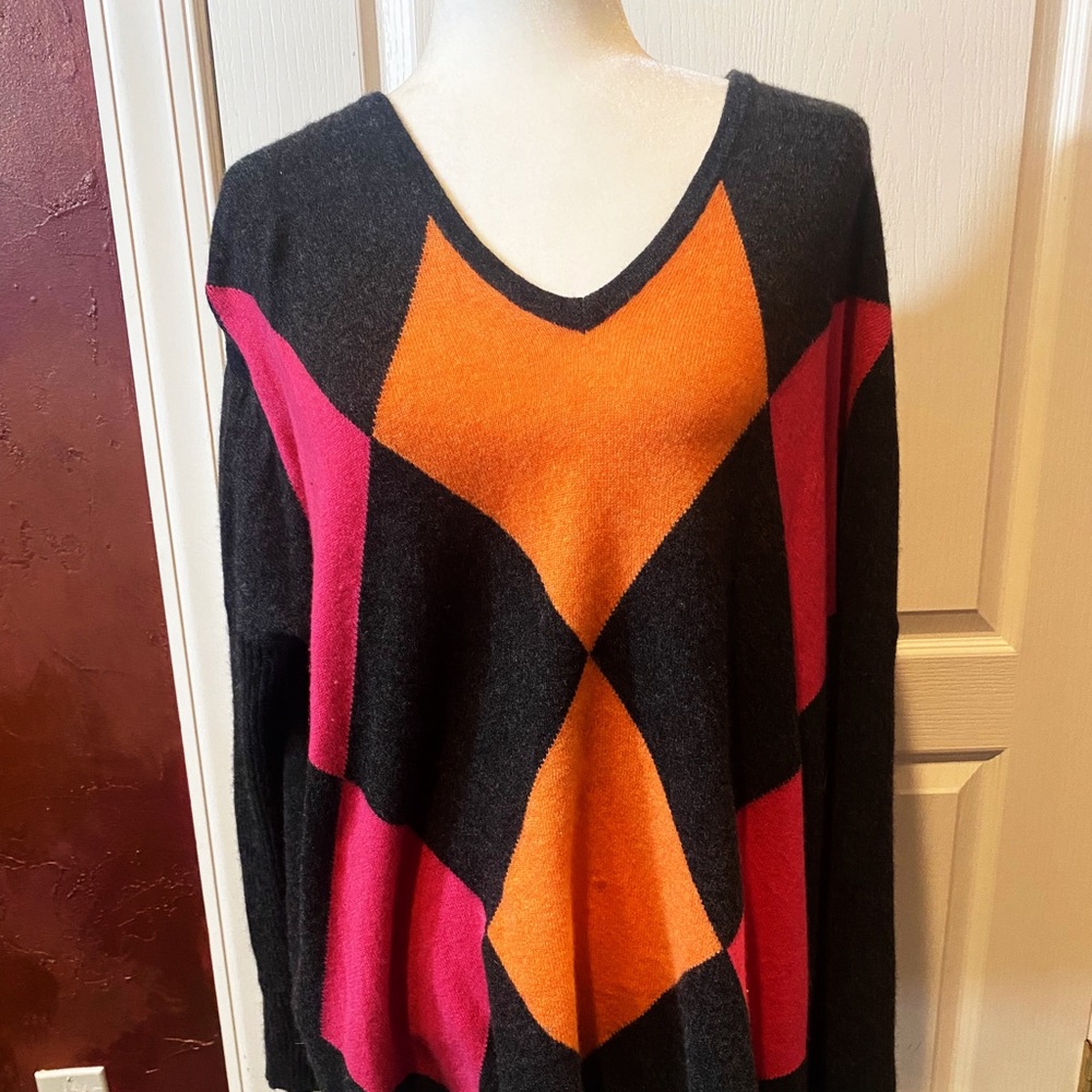 NWOT Cullen Cashmere Argyle Long Sleeve Sweater